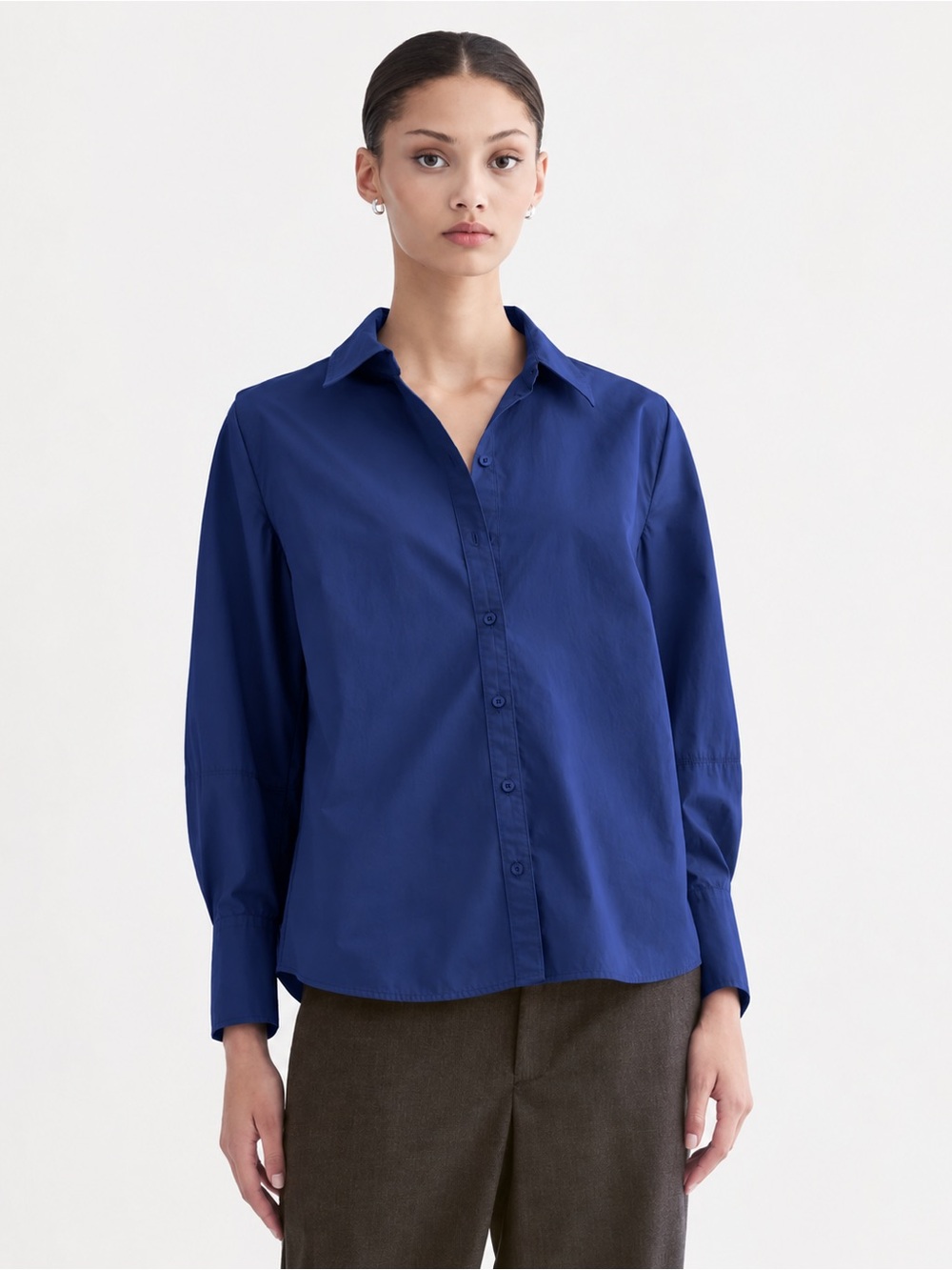 Everlane Lightweight Cotton Barrel Shirt Navy Peony Size 4 NWT